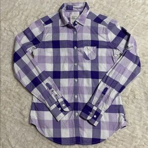American Eagle Outfitters Women’s Lavender and White Checkered Shirt